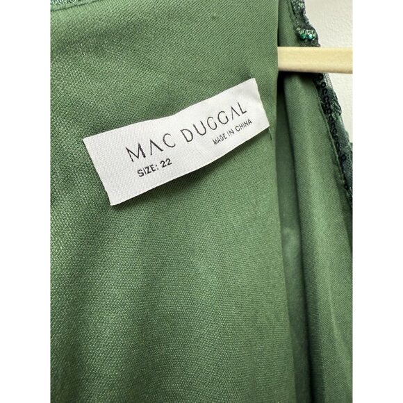 MAC DUGGAL Size 22 Green 20399 EMBELLISHED LONG SLEEVE WRAP OVER Cocktail DRESS - Picture 9 of 12